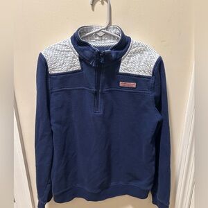Vineyard Vines Girls Sz Medium 10-12 Blue 1/4 Zip Pullover Sweater